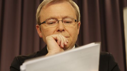 Federal Politics. Prime Minister Kevin Rudd speaks to the National Press Club. Photo taken in 2008 in Canberra