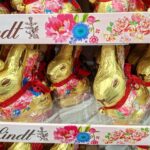 Lindt milk chocolate bunnies, a special Easter edition, are placed on shelves at a Carrefour supermarket in Paris, France, on March 27, 2026.